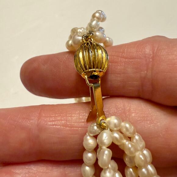 Vintage Six-Strand Freshwater Rice Pearl Bracelet - Picture 4 of 7